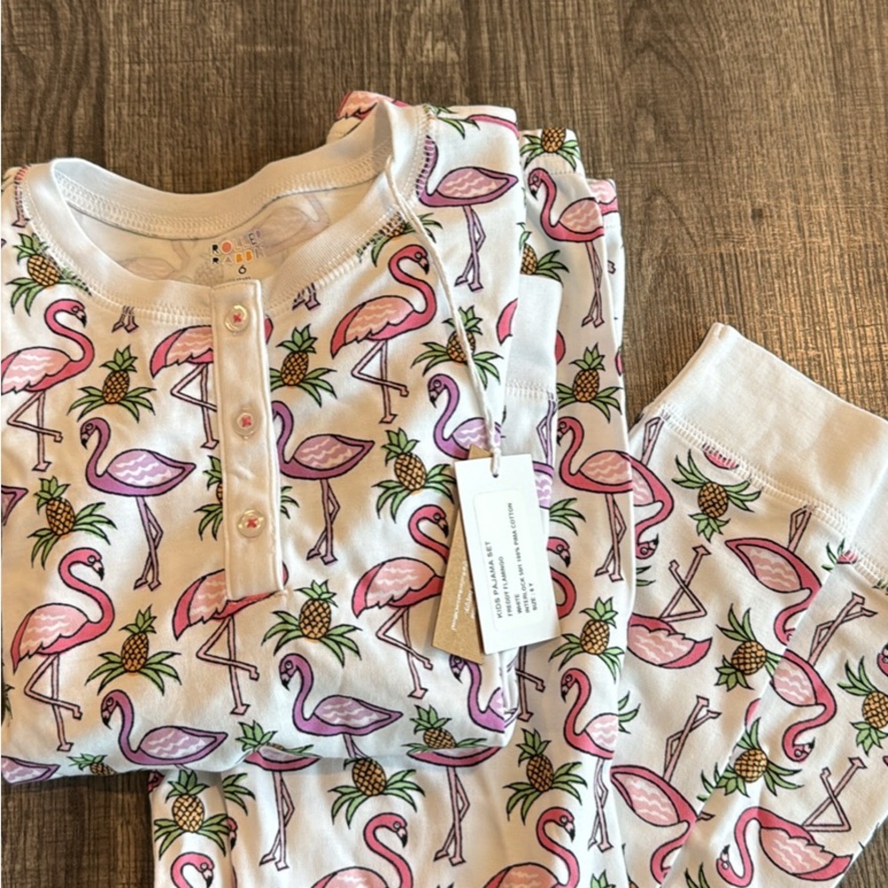 NWT- Roller Rabbit - Kids Freddy Flamingo Pajama Set Size 6